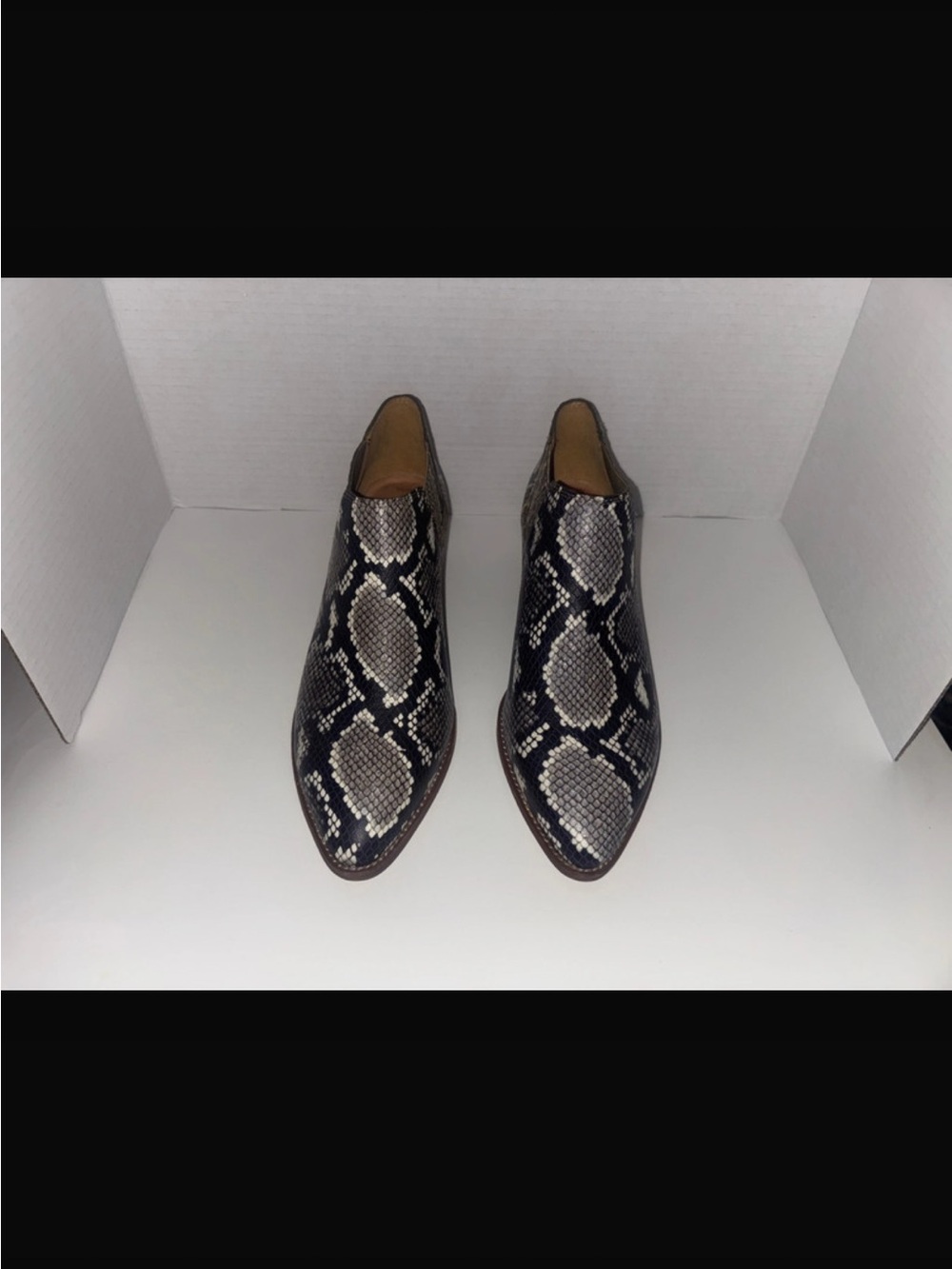Madewell Black and Gray Snake-Print Ankle Boots